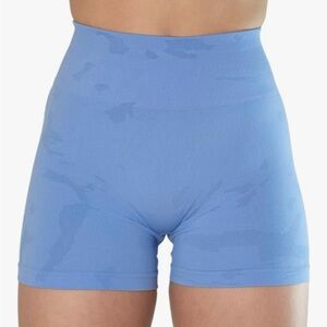 High Waist Blue Camo Bike Shorts